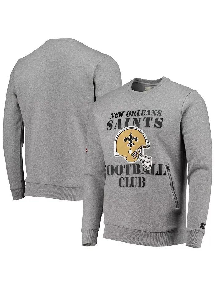 Мужская серая толстовка New Orleans Saints Locker Room Throwback End Zone на молнии Starter — изображение 1 из 3