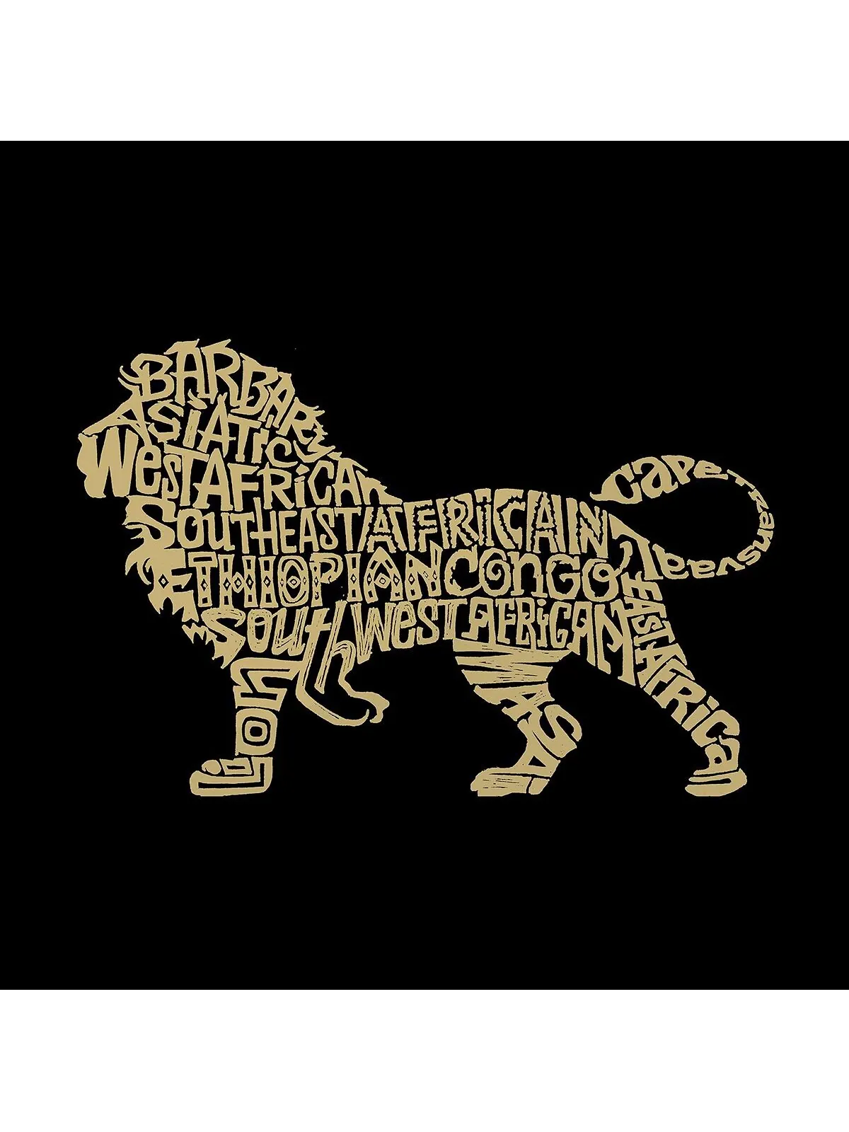 Мужская худи word art - лев LA Pop Art — изображение 2 из 3, черный