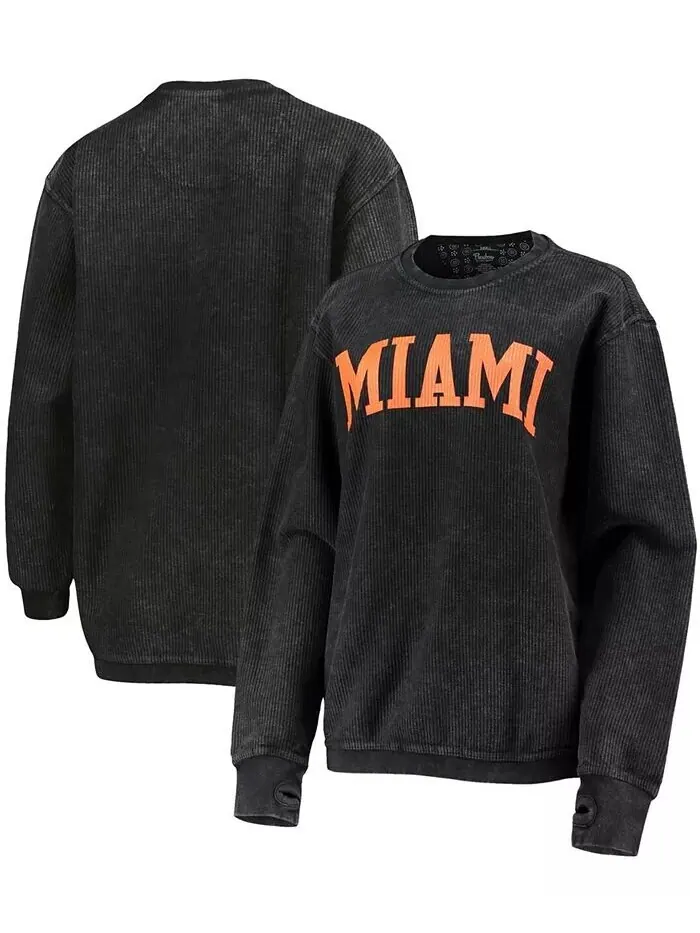 Женский черный пуловер Miami Hurricanes с удобным шнурком в винтажном стиле, базовый пуловер с