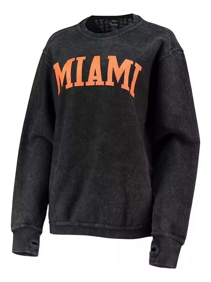 Женский черный пуловер Miami Hurricanes с удобным шнурком в винтажном стиле, базовый пуловер с — изображение 2 из 3
