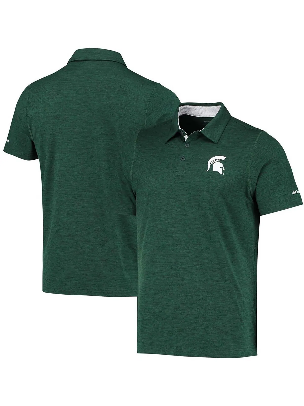 Мужская зеленая рубашка-поло омни-оттенка Michigan State Spartans Tech Trail Space Dye Columbia