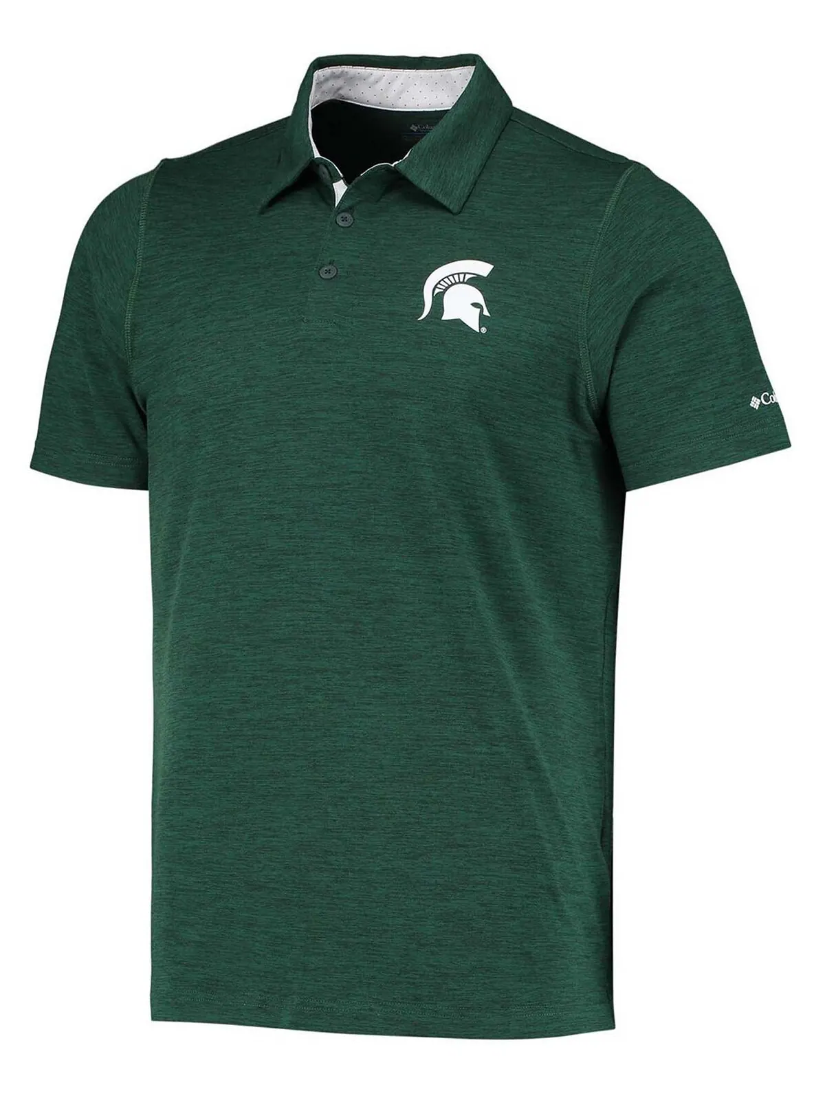 Мужская зеленая рубашка-поло омни-оттенка Michigan State Spartans Tech Trail Space Dye Columbia — изображение 2 из 4, зеленый