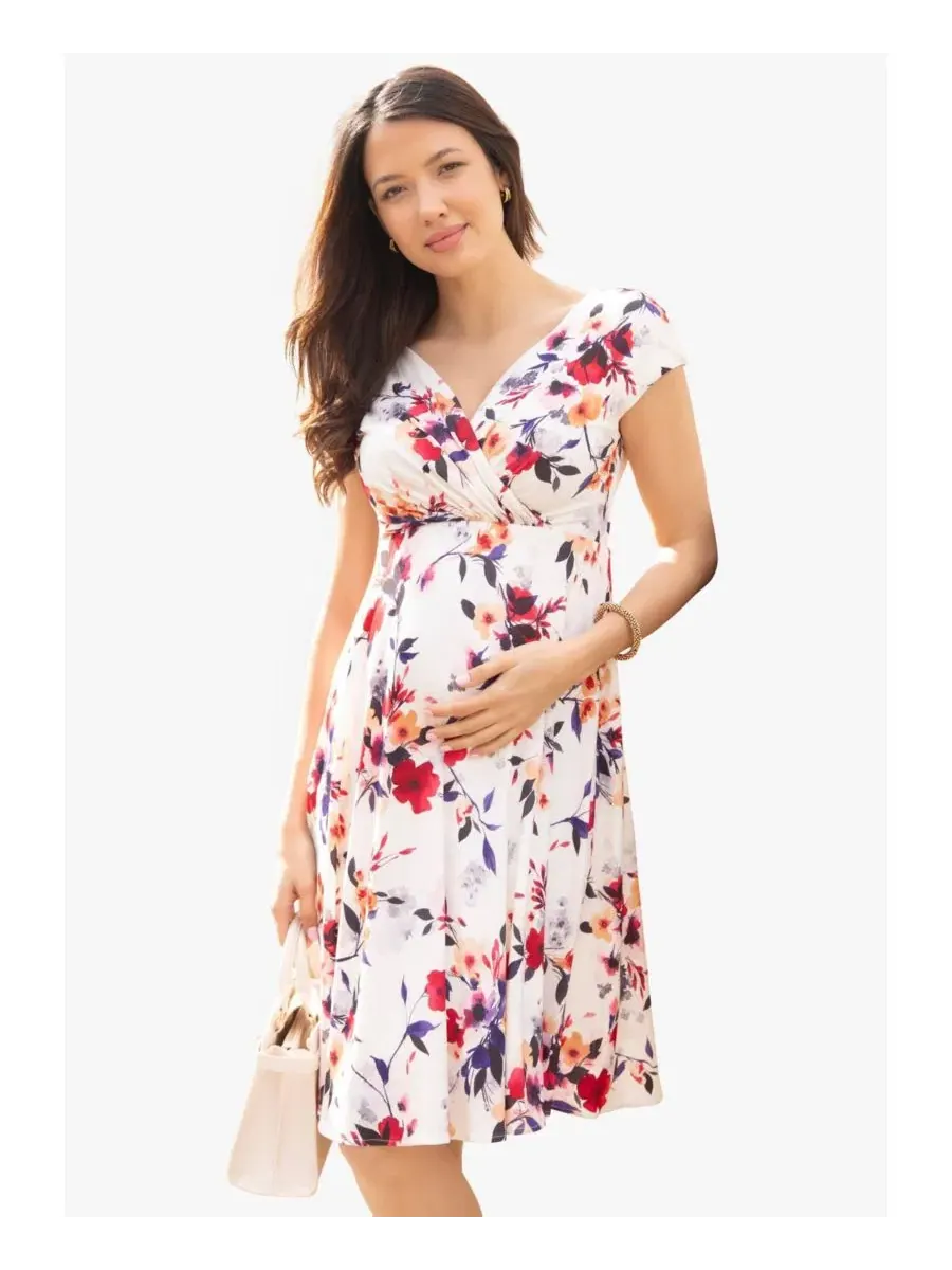 Платье для беременных с V-образным вырезом, без рукавов, Alessandra Tiffany Rose Maternity, Mystic — изображение 4 из 7