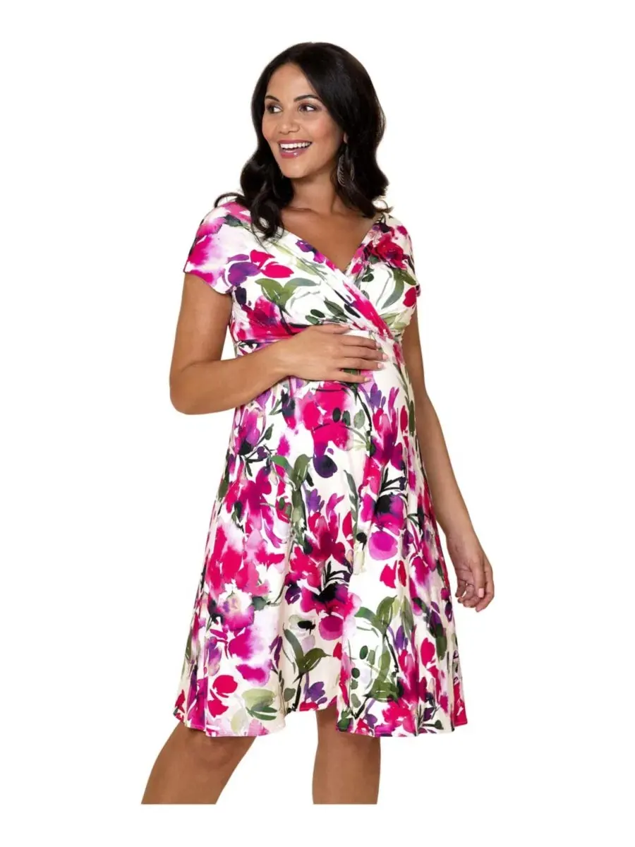 Платье-макси для беременных Alessandra Tiffany Rose Maternity, Fuschia Florals — изображение 1 из 6
