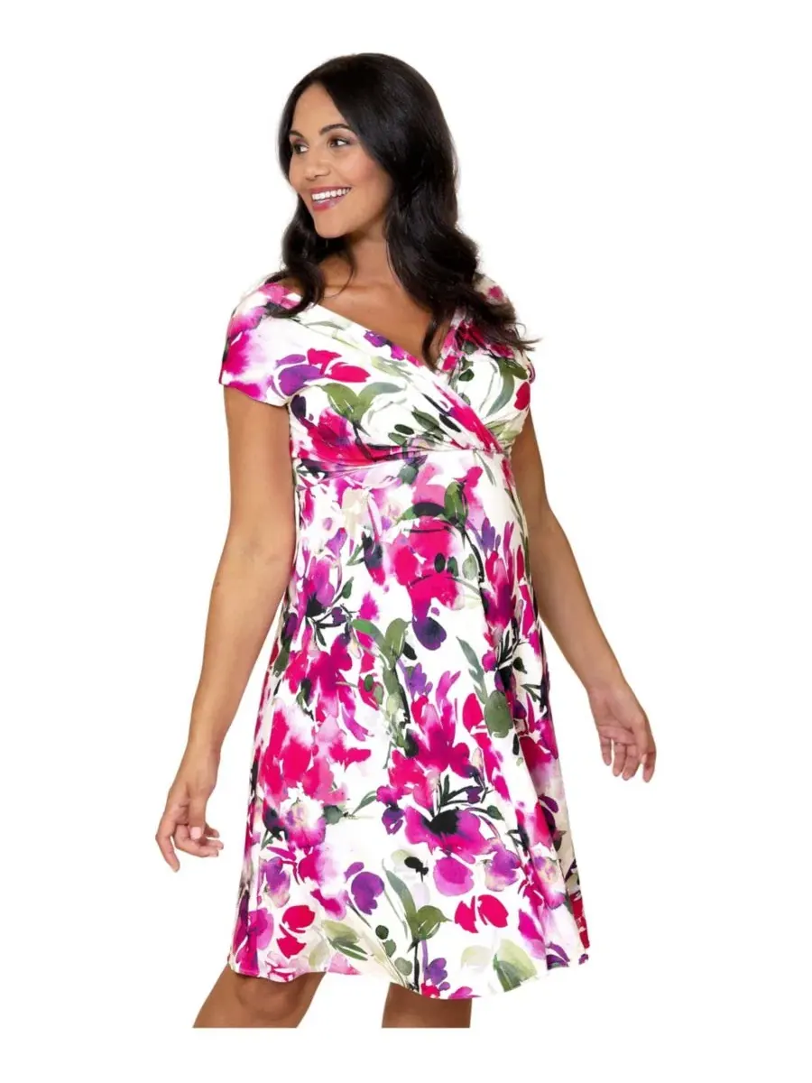 Платье-макси для беременных Alessandra Tiffany Rose Maternity, Fuschia Florals — изображение 2 из 6