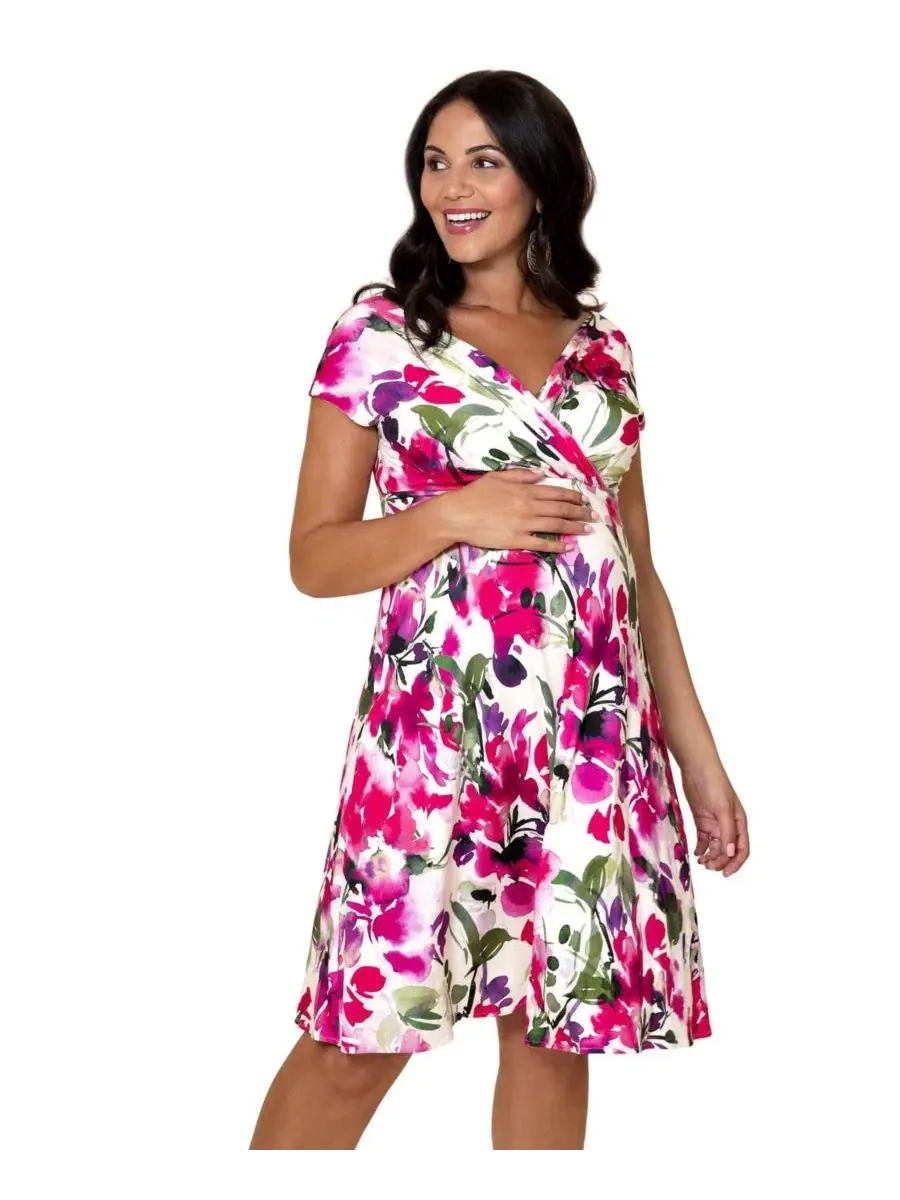 Платье-макси для беременных Alessandra Tiffany Rose Maternity, Fuschia Florals — изображение 6 из 6