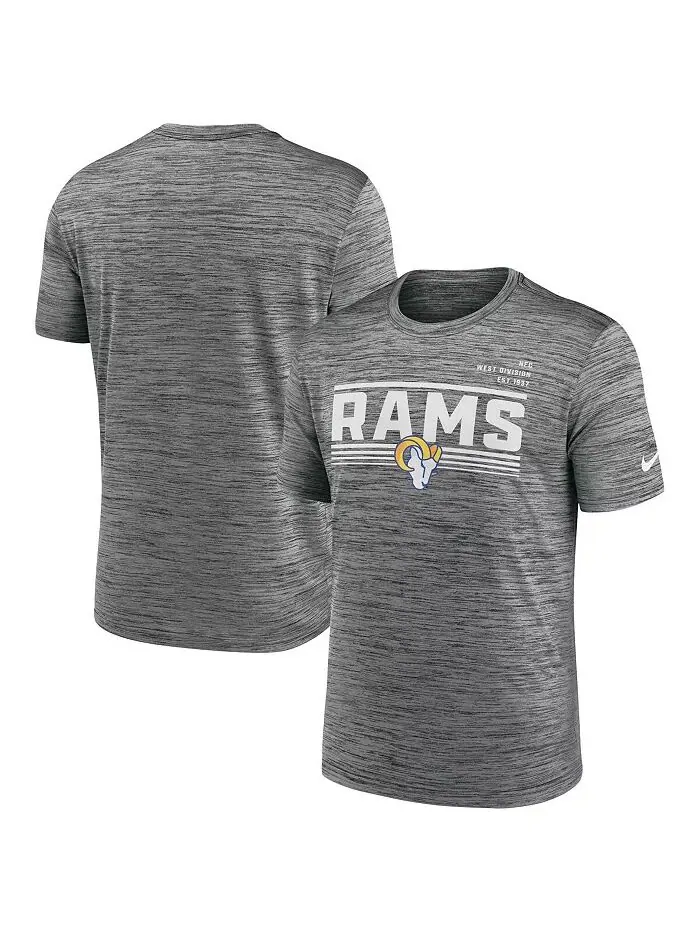 Мужская серая футболка Los Angeles Rams Yardline Velocity Performance Nike — изображение 1 из 3