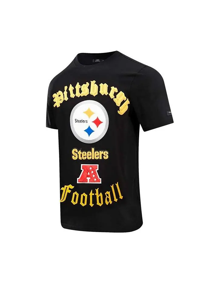 Мужская черная футболка Pittsburgh Steelers Old English Pro Standard — изображение 2 из 2, черный