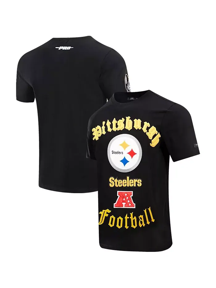 Мужская черная футболка Pittsburgh Steelers в стиле Old English Pro Standard — изображение 1 из 2