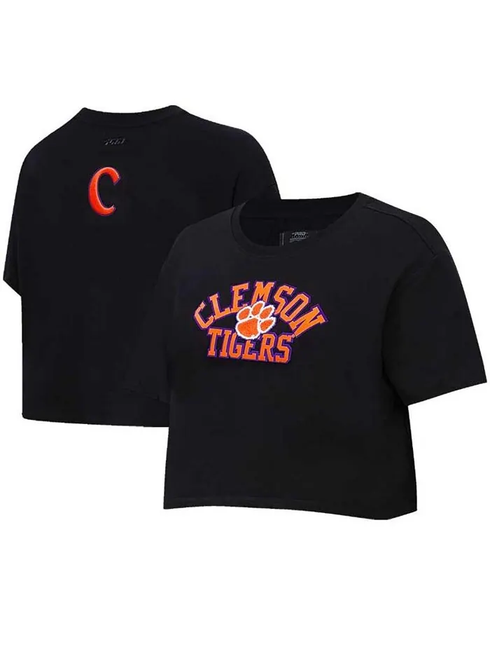 Черная женская укороченная футболка свободного кроя Clemson Tigers Classic Three-Hit Pro Standard — изображение 1 из 1