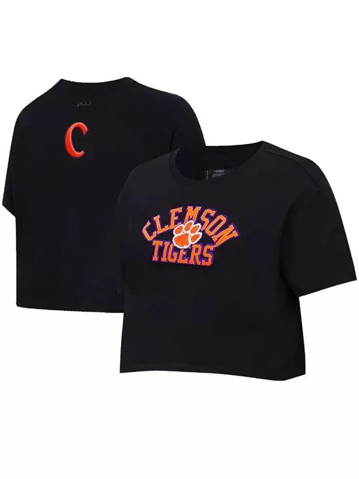 Черная женская укороченная футболка свободного кроя Clemson Tigers Classic Three-Hit Pro Standard — изображение 1 из 1