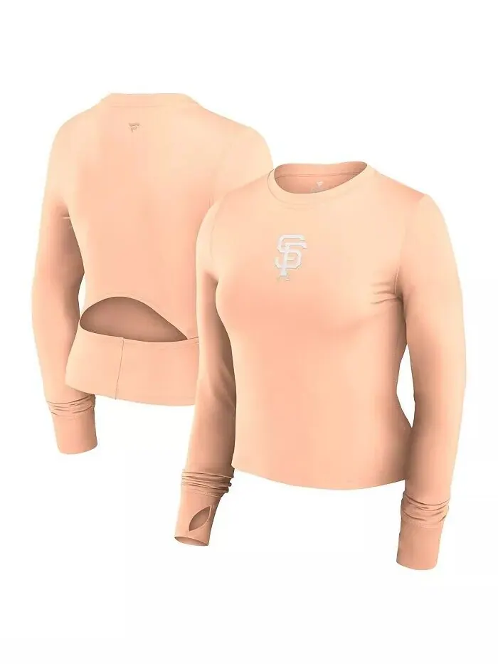 Женская розовая футболка San Francisco Giants Studio Fitted с длинными рукавами для спортзала — изображение 1 из 3