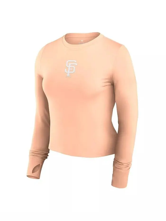 Женская розовая футболка San Francisco Giants Studio Fitted с длинными рукавами для спортзала — изображение 2 из 3