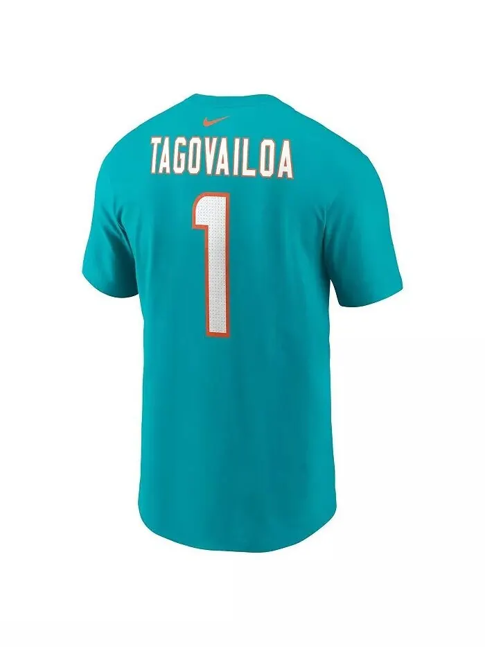 Мужская футболка Tua Tagovailoa Aqua Miami Dolphins с именем и номером игрока Nike — изображение 3 из 3
