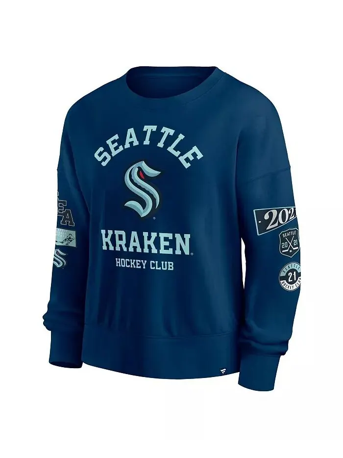 Женская толстовка-пуловер Seattle Kraken Go Team цвета Deep Sea Blue Fanatics — изображение 3 из 3