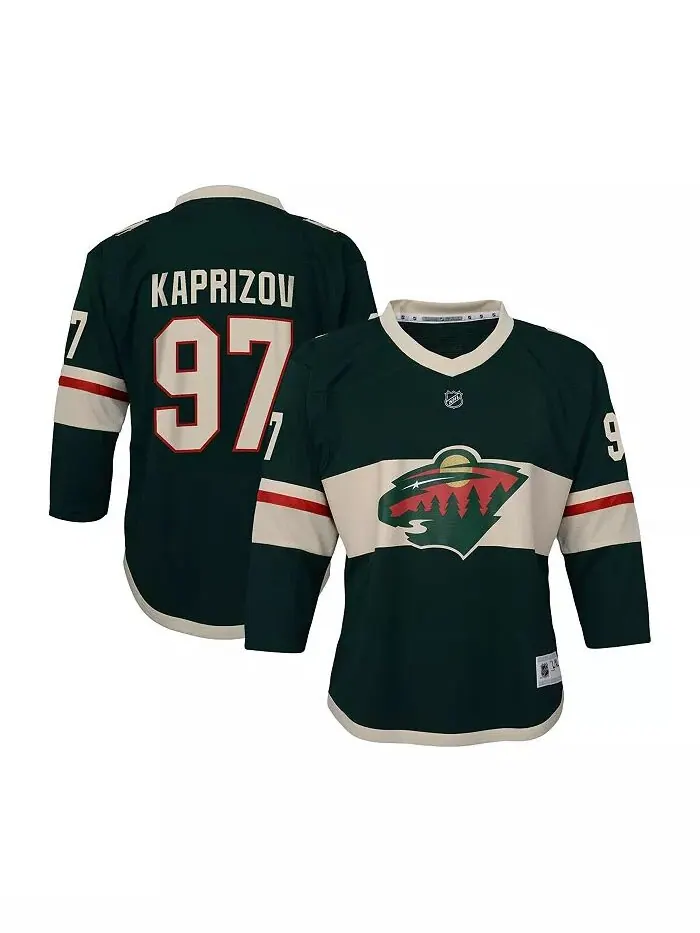 Юноши и девушки Кирилл Капризов зеленая майка игрока Minnesota Wild Home Replica Outerstuff