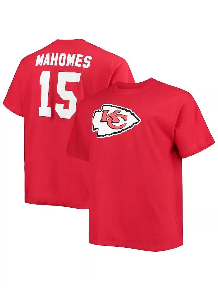 Мужская футболка Patrick Mahomes Red Kansas City Chiefs Big and Tall с именем и номером игрока — изображение 1 из 3