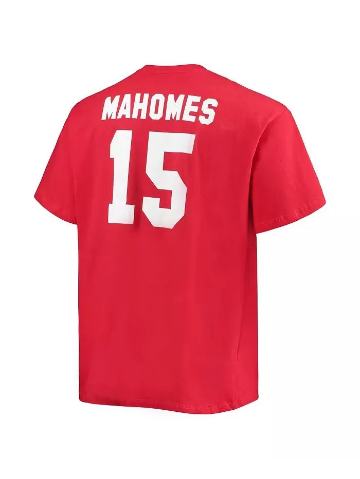 Мужская футболка Patrick Mahomes Red Kansas City Chiefs Big and Tall с именем и номером игрока — изображение 2 из 3