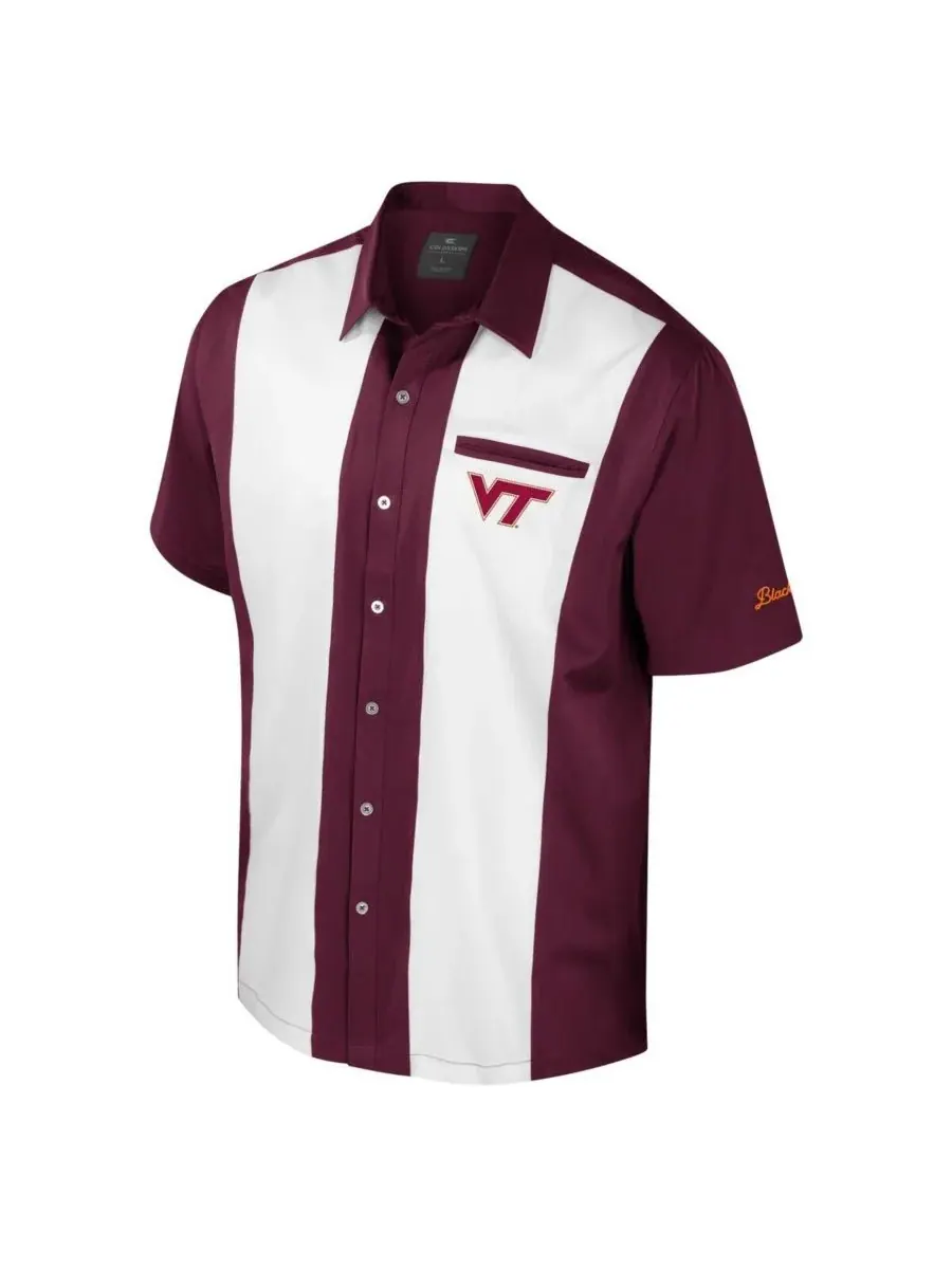 Colosseum Мужская бордовая рубашка для боулинга Virginia Tech Hokies Strike на пуговицах — изображение 3 из 3, коричневый