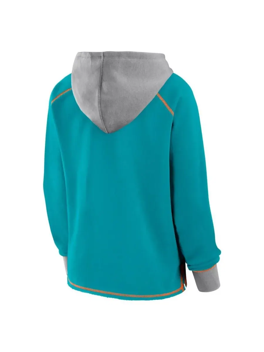 Женская флисовая толстовка Aqua Miami Dolphins Boom с V-образным вырезом Logo Athletic — изображение 3 из 3, голубой