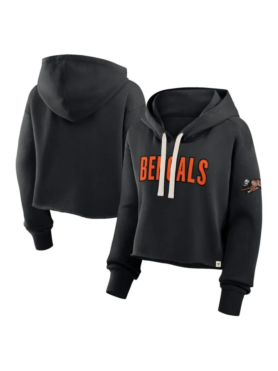 Fanatics Женская черная укороченная толстовка с капюшоном Cincinnati Bengals Oversized Hometown — изображение 1 из 3, черный