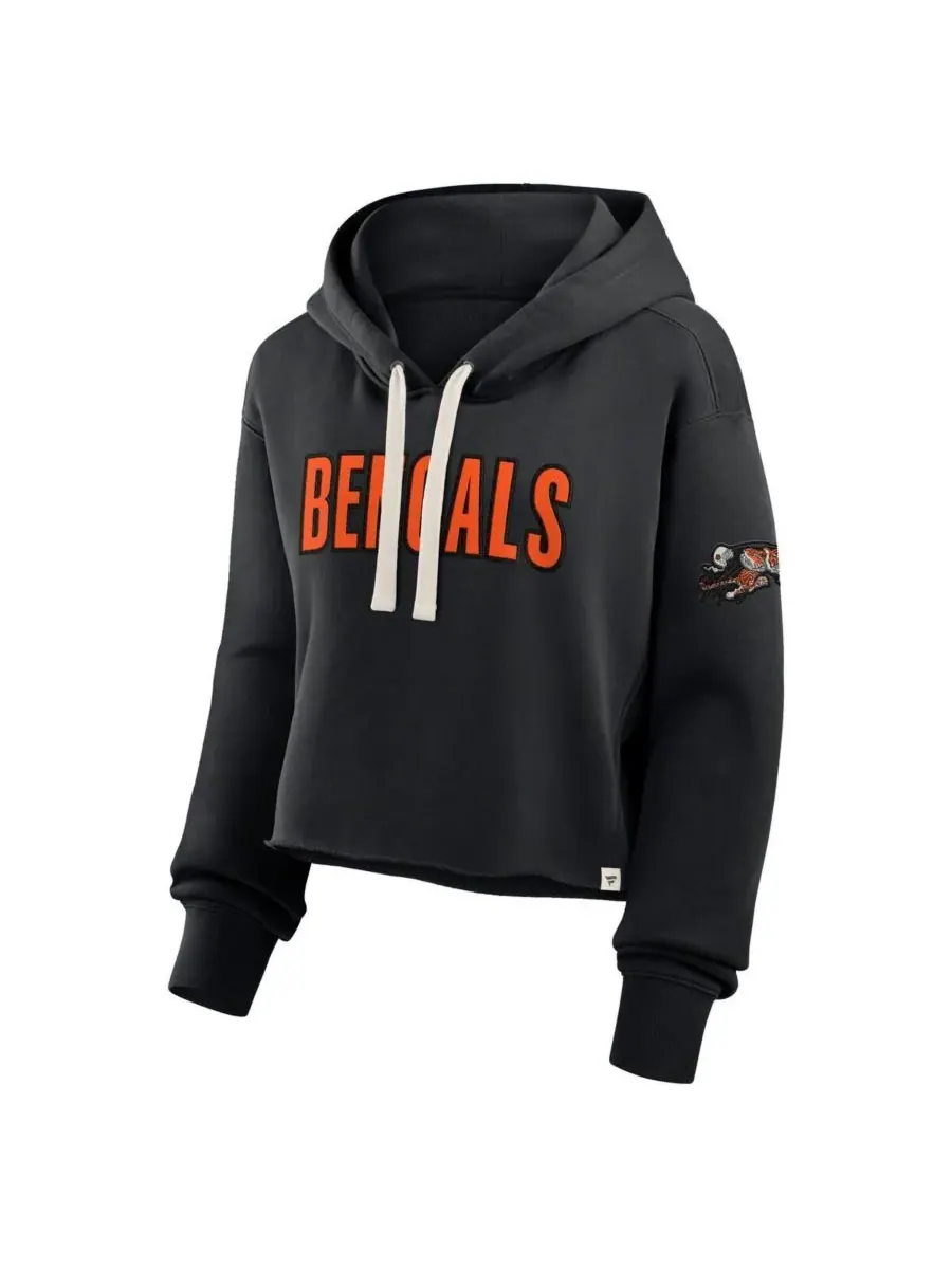 Fanatics Женская черная укороченная толстовка с капюшоном Cincinnati Bengals Oversized Hometown — изображение 2 из 3, черный