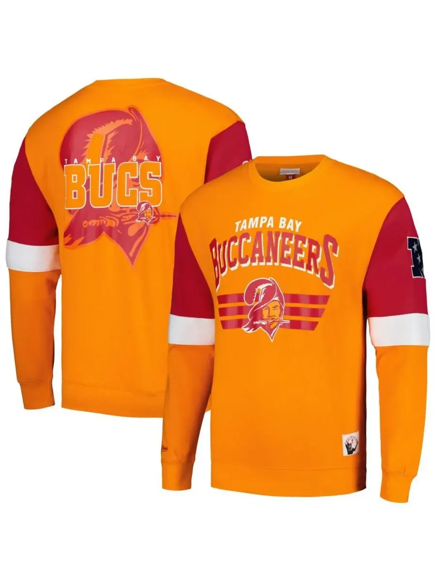 Mitchell & Ness Мужская оранжевая толстовка-пуловер Tampa Bay Buccaneers Gridiron Classics Allover — изображение 1 из 3