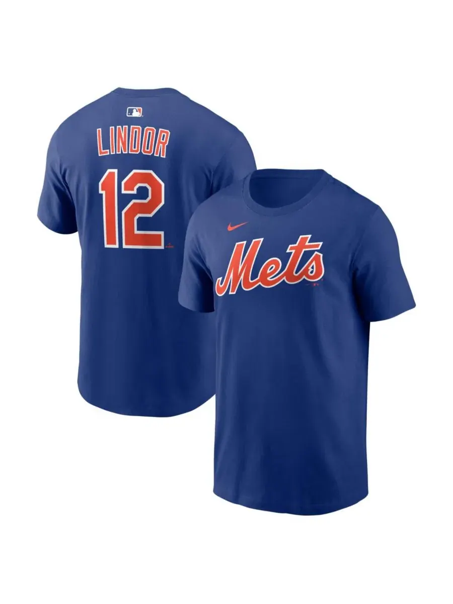 Мужская футболка Francisco Lindor Royal New York Mets с именем и номером игрока Nike — изображение 1 из 3, королевский