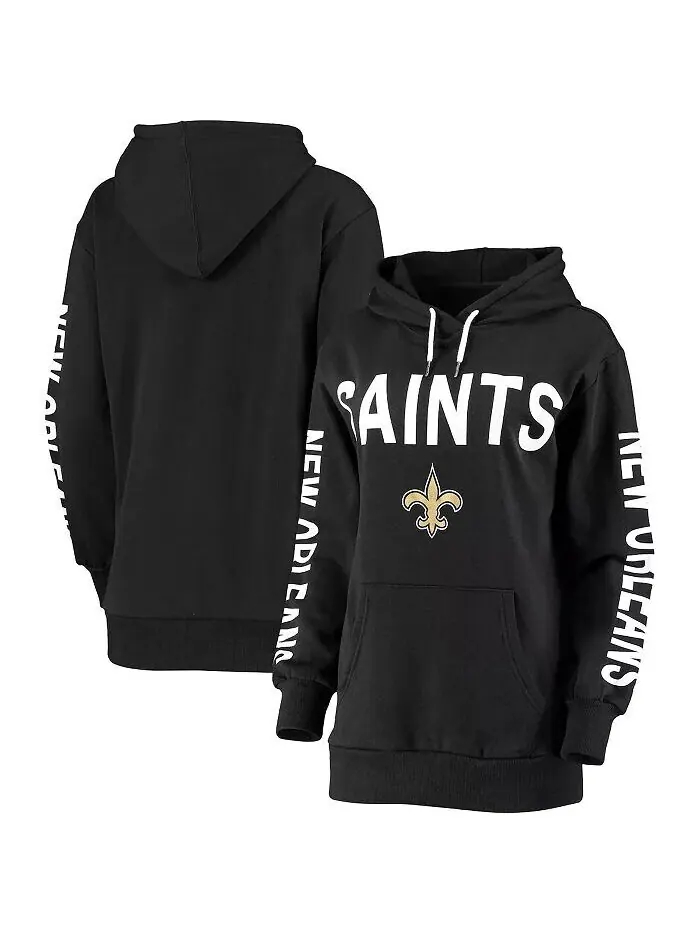 Женский черный пуловер с капюшоном New Orleans Saints Extra Point G-Iii 4Her By Carl Banks