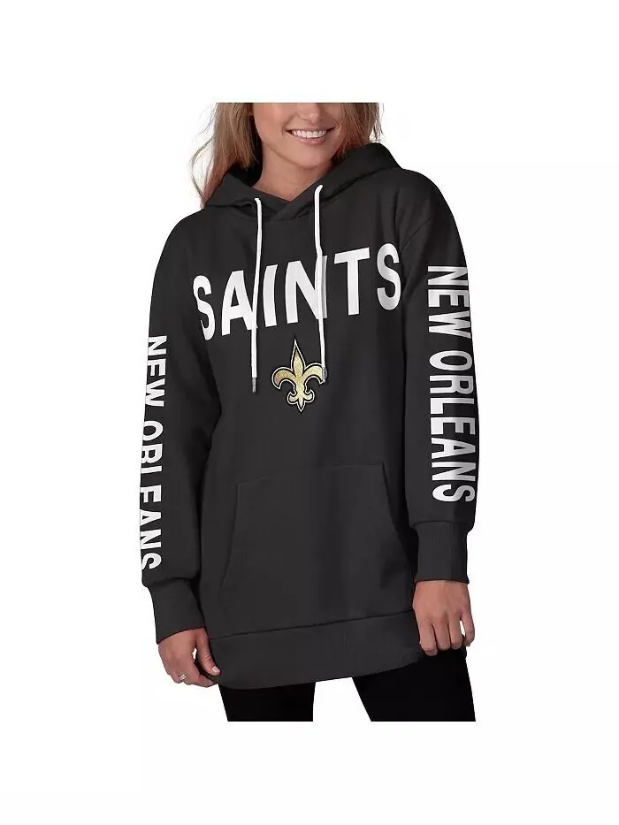 Женский черный пуловер с капюшоном New Orleans Saints Extra Point G-Iii 4Her By Carl Banks — изображение 3 из 4
