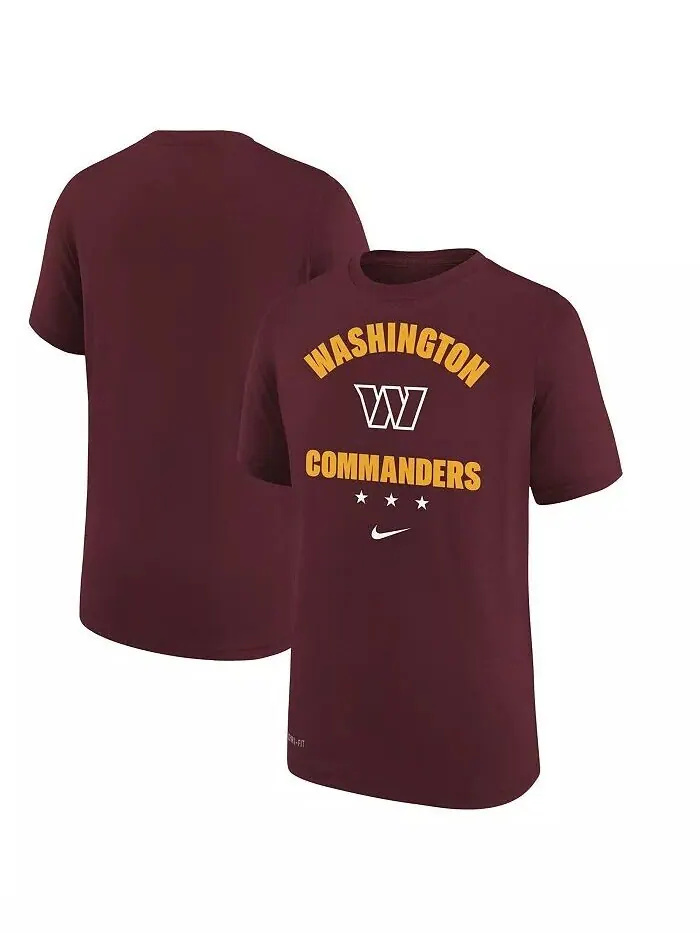 Бордовая футболка Big Boys Washington Commanders Team Athletic Performance Nike