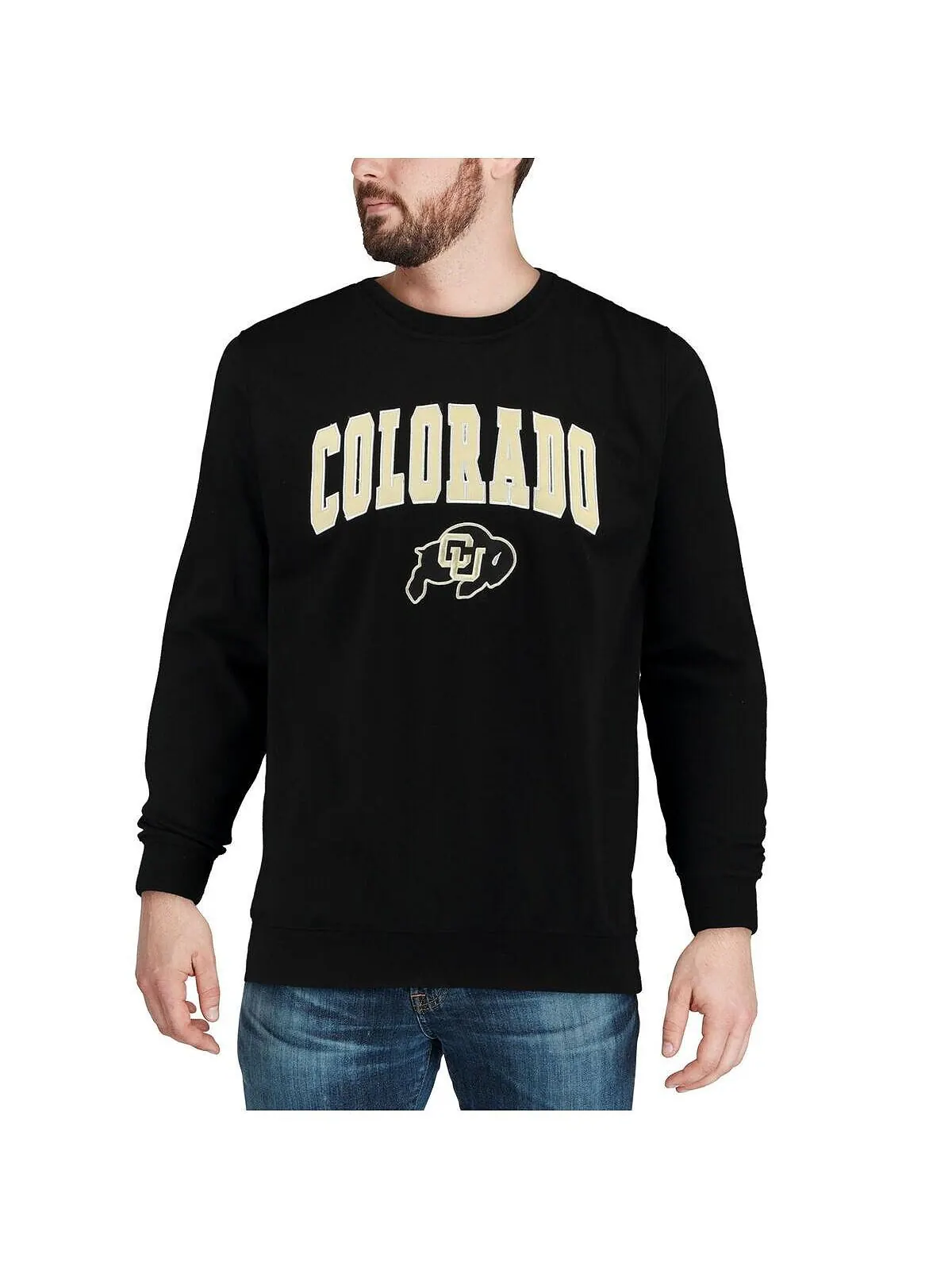 Мужской черный свитшот с круглым вырезом Colorado Buffaloes Arch и логотипом Colosseum — изображение 2 из 4