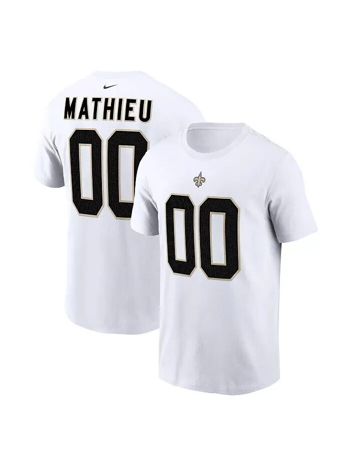 Мужская футболка Tyrann Mathieu White New Orleans Saints с именем и номером игрока Nike — изображение 1 из 2