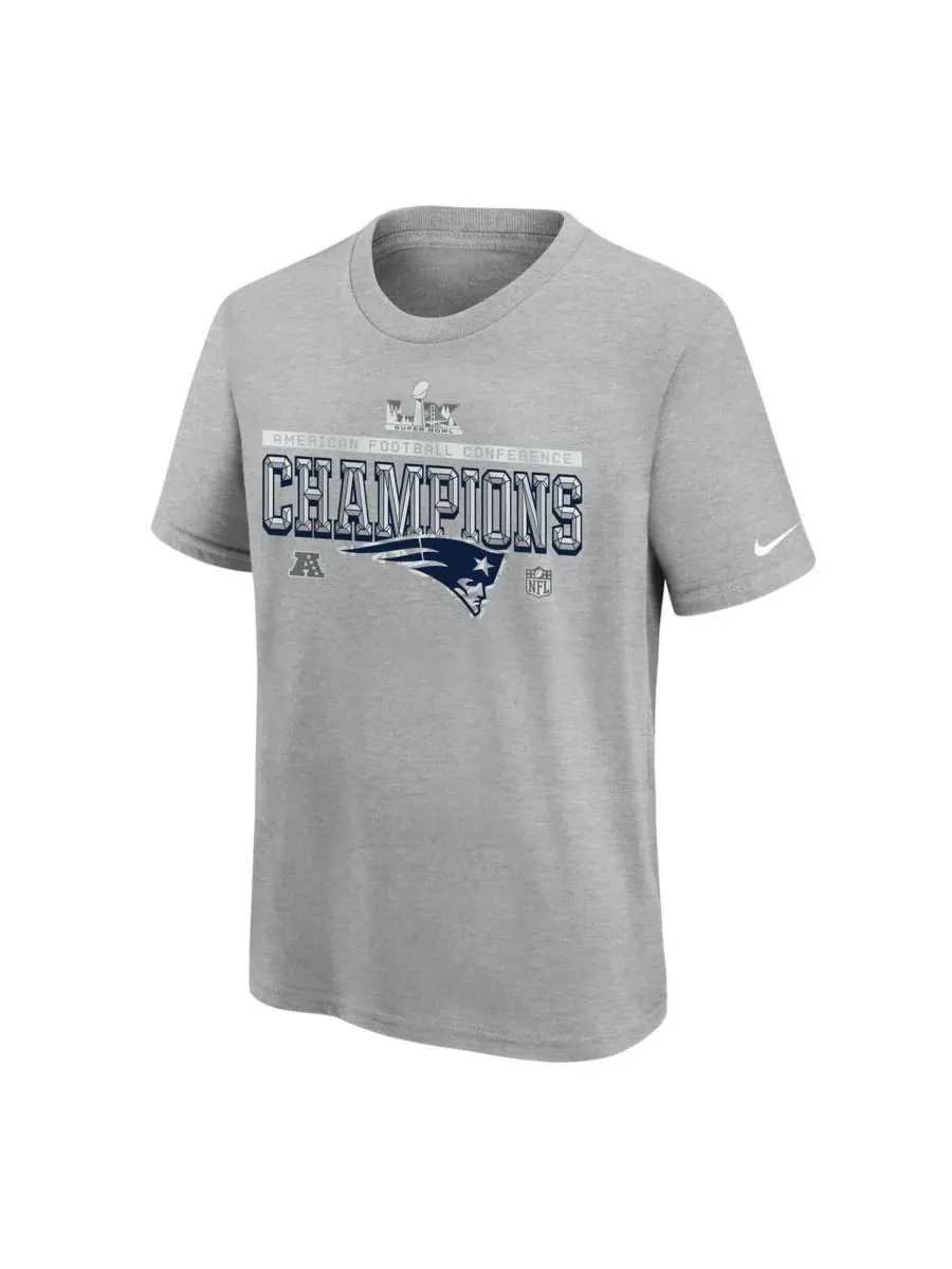 Nike Серая футболка Big Boys and Girls New England Patriots 2025 AFC Champions Locker Room Trophy — изображение 2 из 3, серый