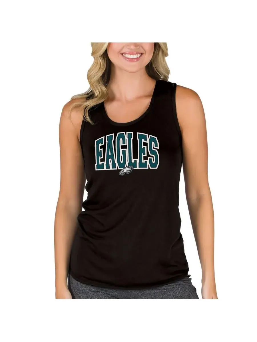 Concepts Sport Женская черная майка-борцовка Philadelphia Eagles Marathon Racer с открытой спиной — изображение 1 из 1