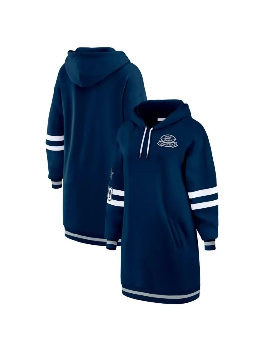 WEAR by Erin Andrews Женское темно-синее платье-худи с символикой команды Dallas Cowboys — изображение 1 из 3, темно-синий