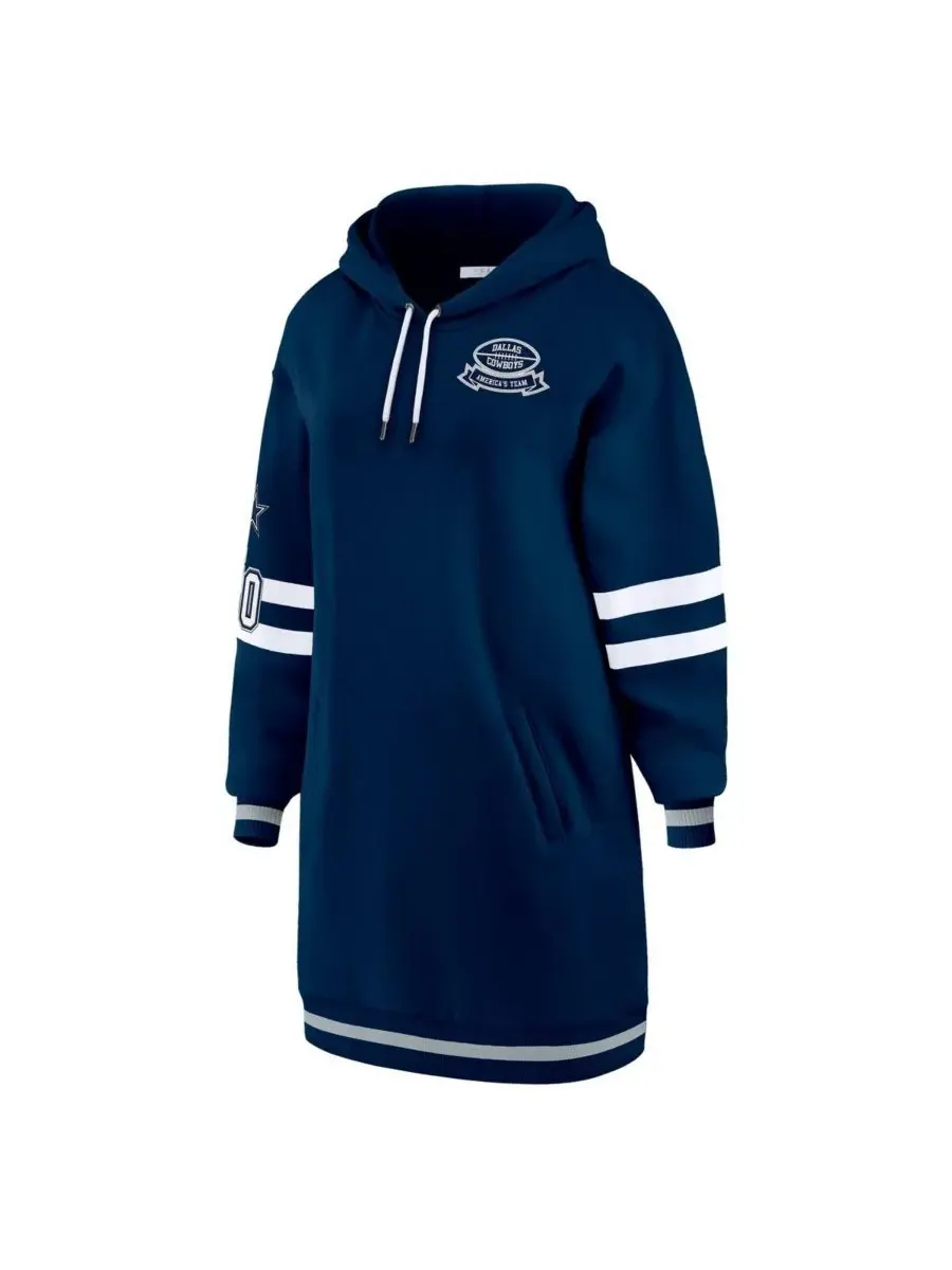WEAR by Erin Andrews Женское темно-синее платье-худи с символикой команды Dallas Cowboys — изображение 2 из 3, темно-синий
