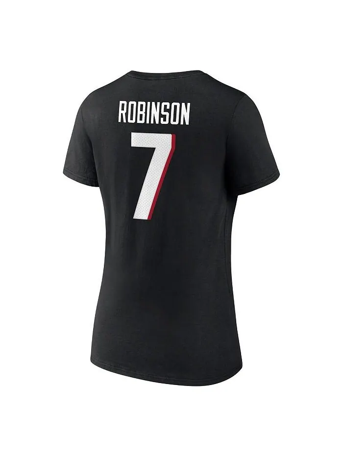 Женская фирменная футболка Bijan Robinson Black Atlanta Falcons с именем и номером и v-образным — изображение 3 из 3, черный