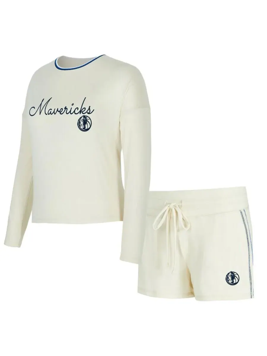 Concepts Sport Женский комплект из двух предметов: кремовый трикотажный топ с длинными рукавами и — изображение 1 из 5