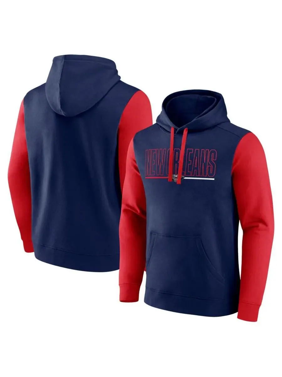 Logo Athletic Мужская темно-синяя толстовка с капюшоном и цветными блоками в стиле New Orleans — изображение 1 из 3