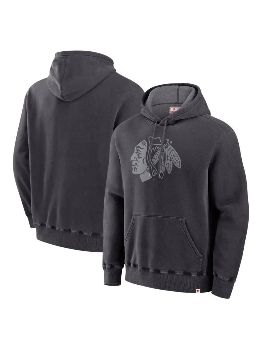 Fanatics Мужская черная толстовка с капюшоном Chicago Blackhawks, произведено в Канаде — изображение 1 из 3, черный