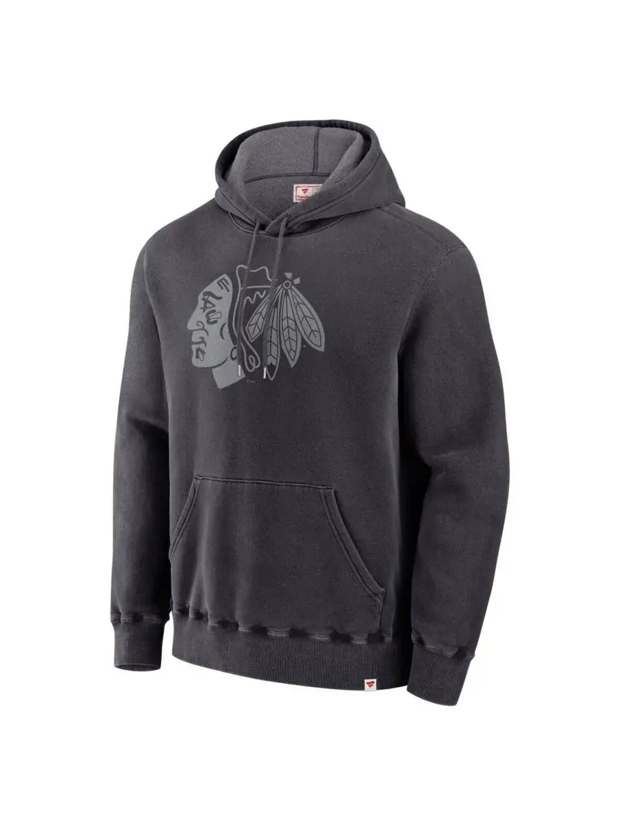 Fanatics Мужская черная толстовка с капюшоном Chicago Blackhawks, произведено в Канаде — изображение 2 из 3, черный