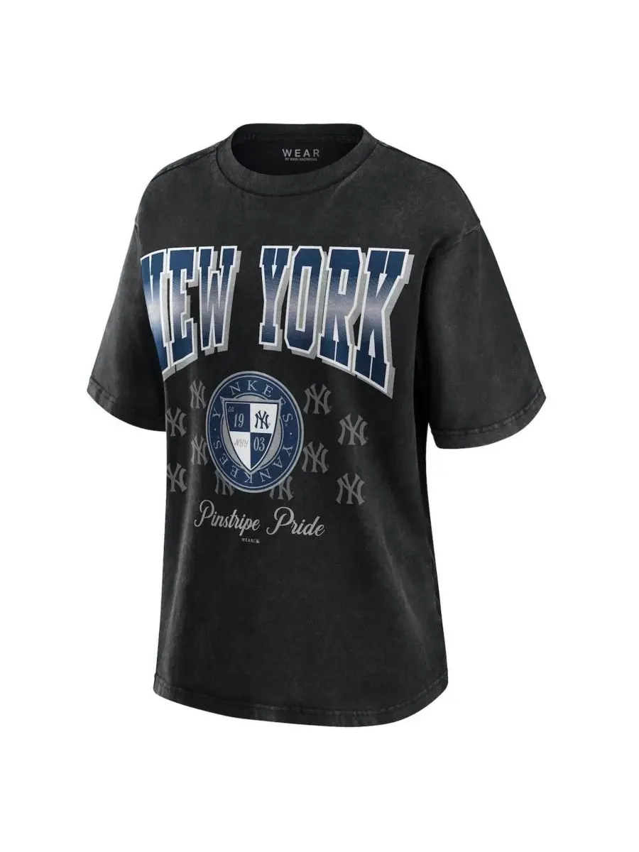 Футболка оверсайз с принтом New York Yankees WEAR by Erin Andrews — изображение 2 из 3, черный