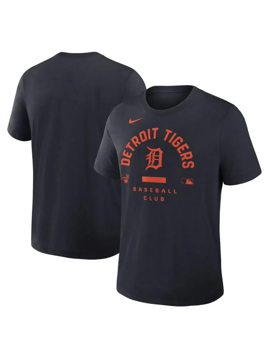 Nike Мужская темно-синяя футболка Detroit Tigers из аутентичной коллекции Early Work Tri-Blend — изображение 1 из 3