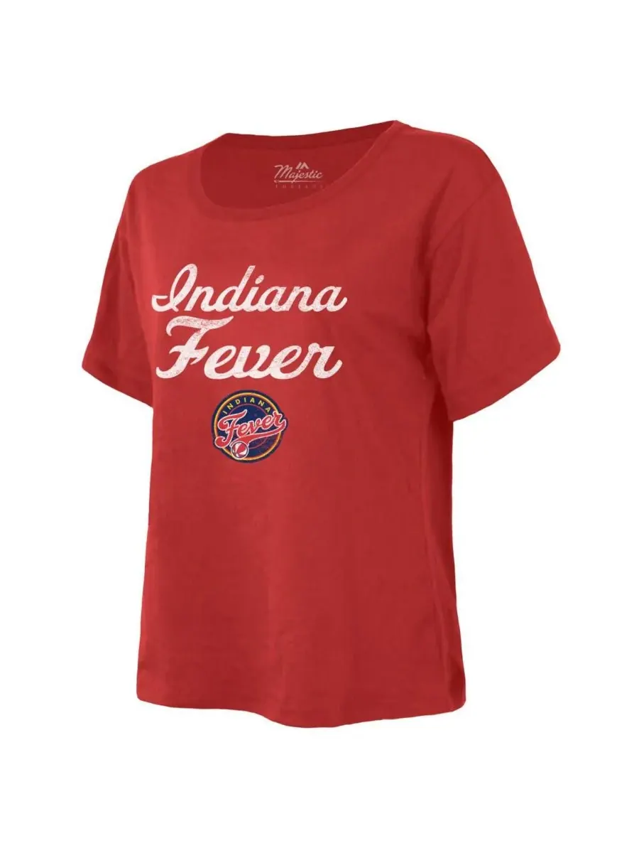 Majestic Женская красная футболка Indiana Fever The Edge Premium свободного кроя — изображение 3 из 3, красный