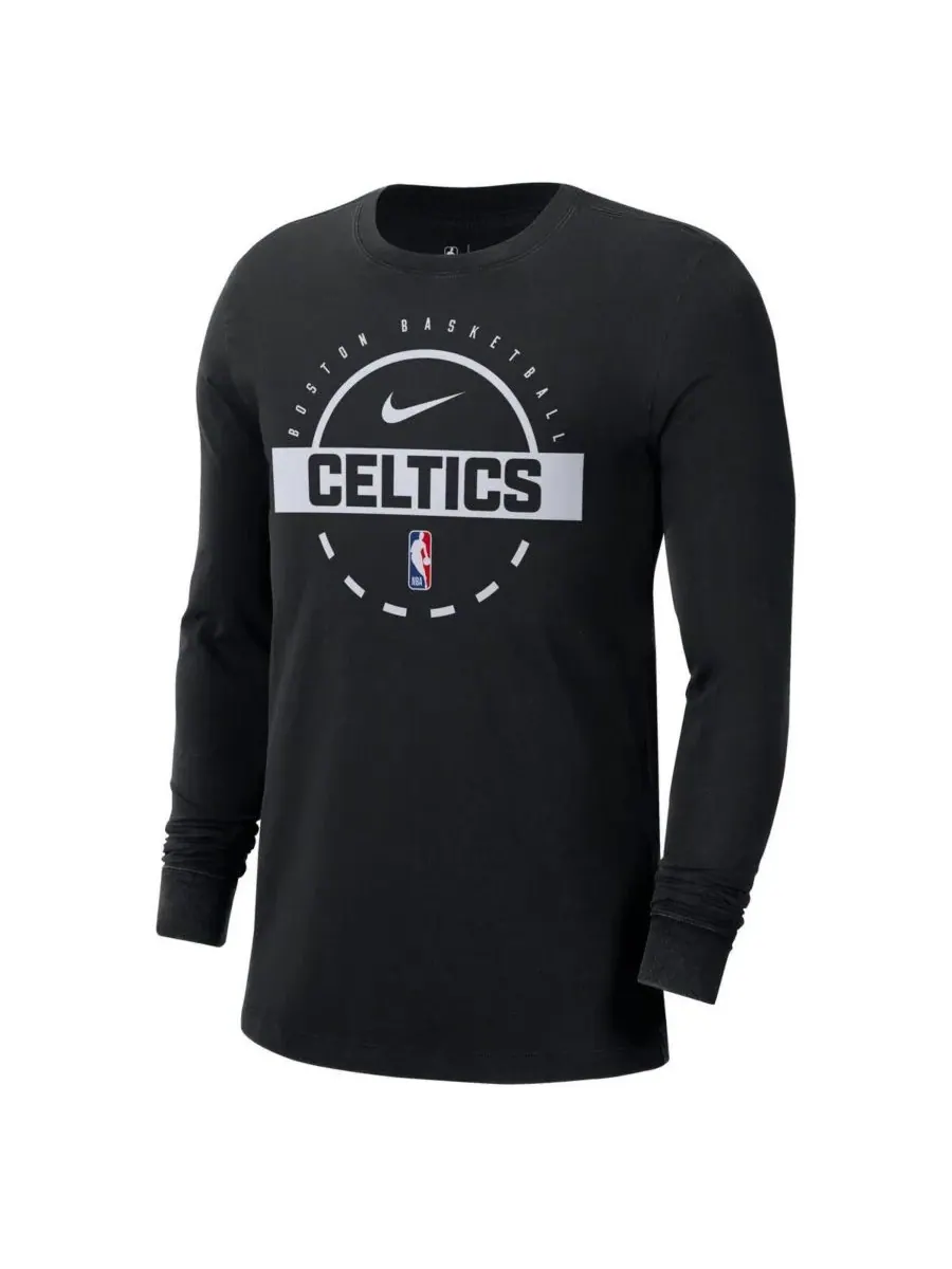 Nike Мужская черная тренировочная футболка с длинным рукавом Boston Celtics — изображение 2 из 3, черный