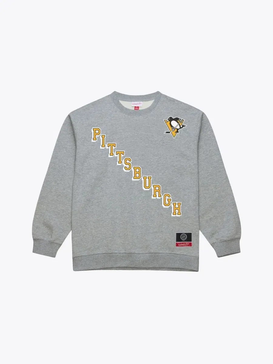 Флисовая толстовка с принтом Pittsburgh Penguins Core Wordmark Mitchell & Ness — изображение 1 из 2, серый
