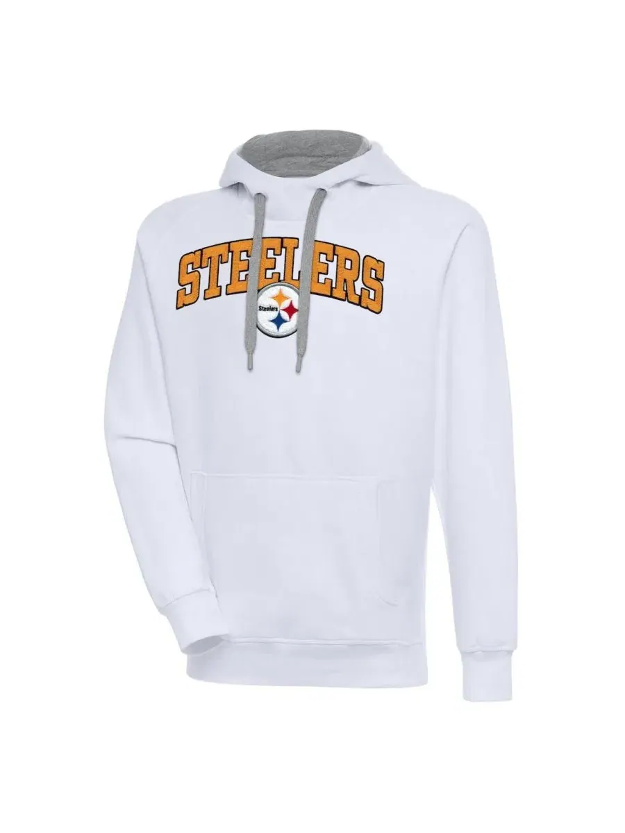 Толстовка на пуговицах с капюшоном Pittsburgh Steelers Victory Antigua — изображение 1 из 1, белый