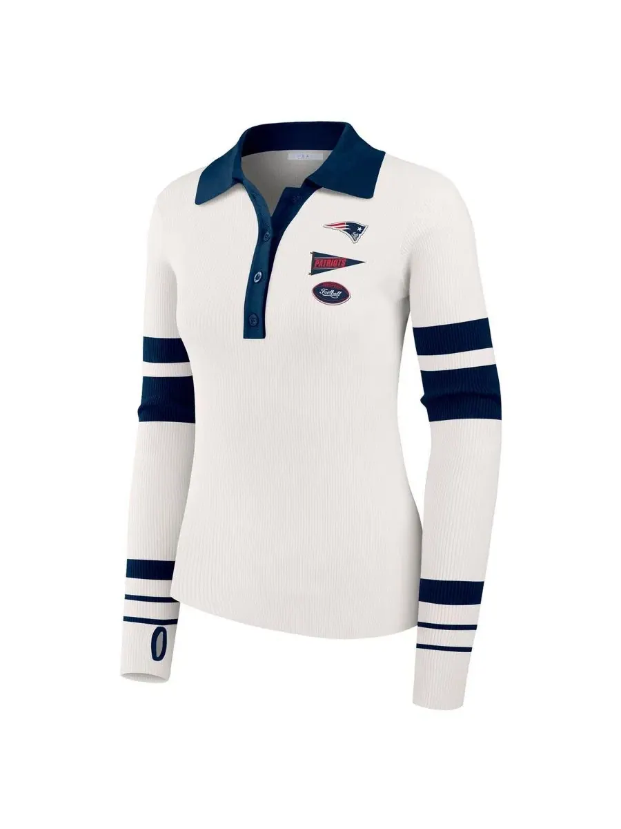 Женский свитер-поло с ребристым трикотажем New England Patriots WEAR by Erin Andrews — изображение 2 из 5, белый