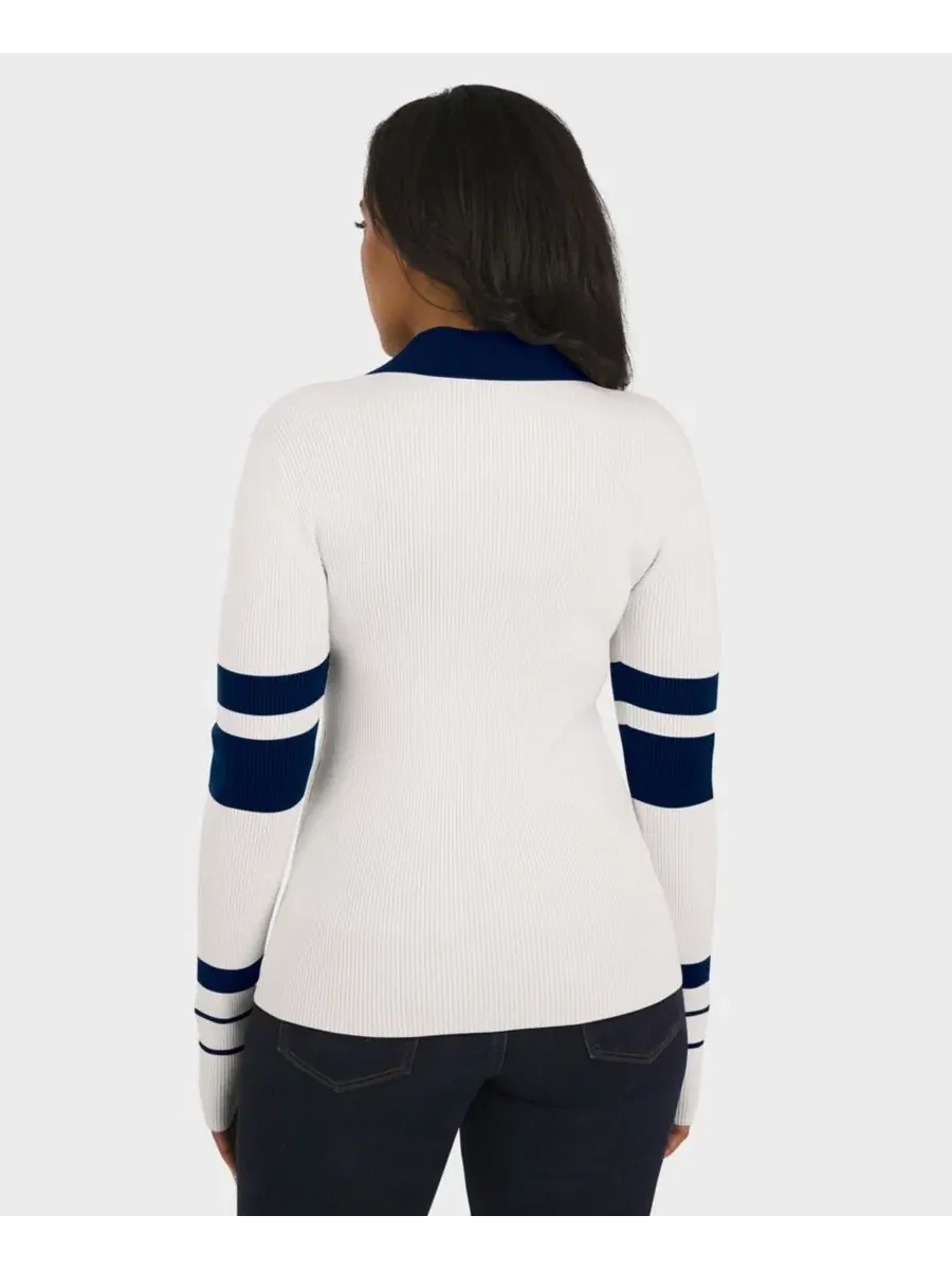 Женский свитер-поло с ребристым трикотажем New England Patriots WEAR by Erin Andrews — изображение 5 из 5, белый